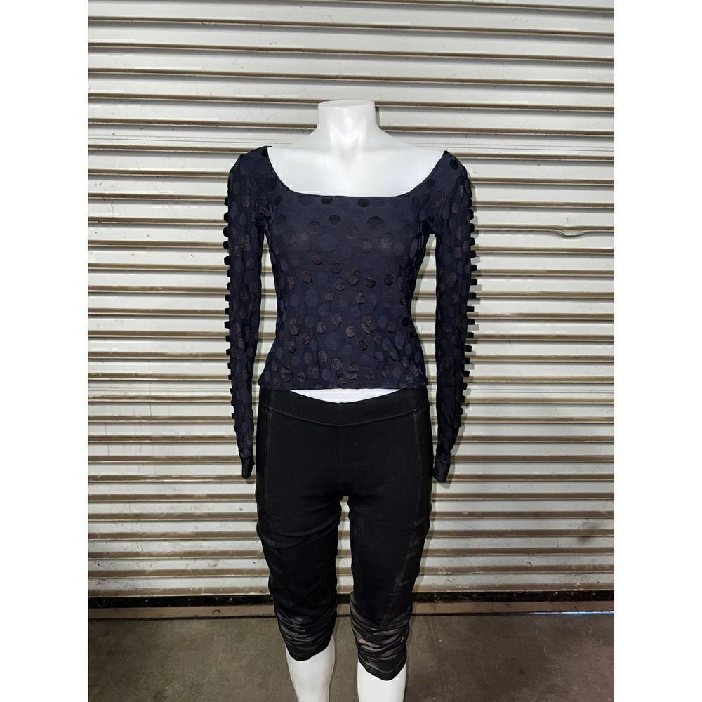 Linda Segal Vintage 90's top cut out down the sleeve black circle print